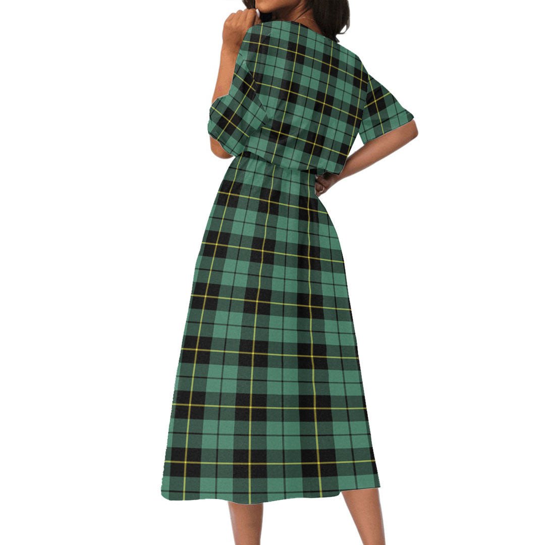 Wallace Hunting Ancient Tartan Crest Women's Elastic Waist Dress