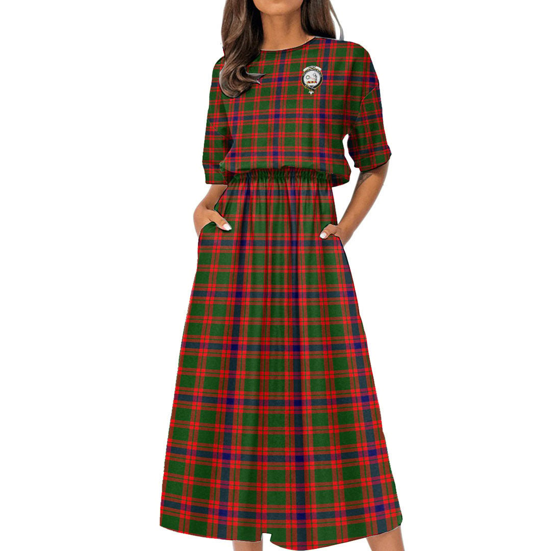 Skene Modern Tartan Crest Women's Elastic Waist Dress