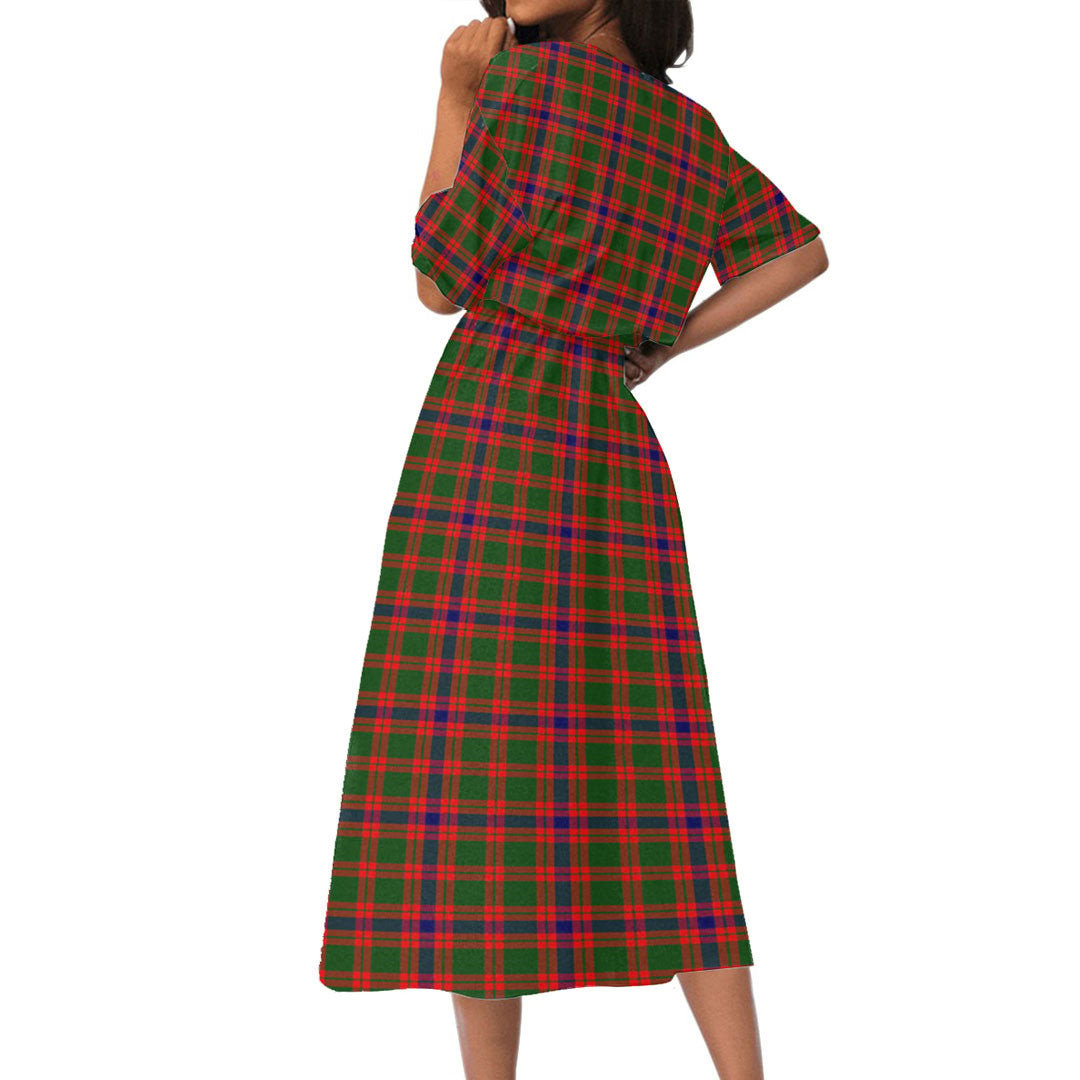 Skene Modern Tartan Crest Women's Elastic Waist Dress