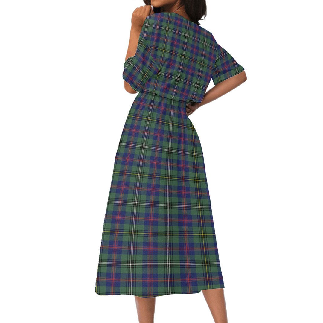 Wood Modern Tartan Plaid Women's Elastic Waist Dress