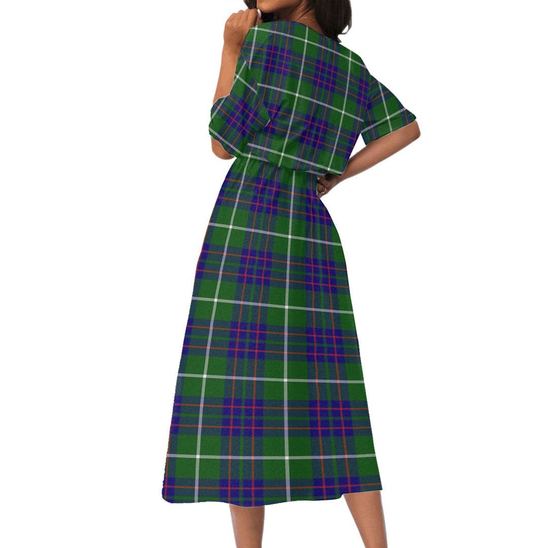 MacIntyre Hunting Modern Tartan Crest Women's Elastic Waist Dress