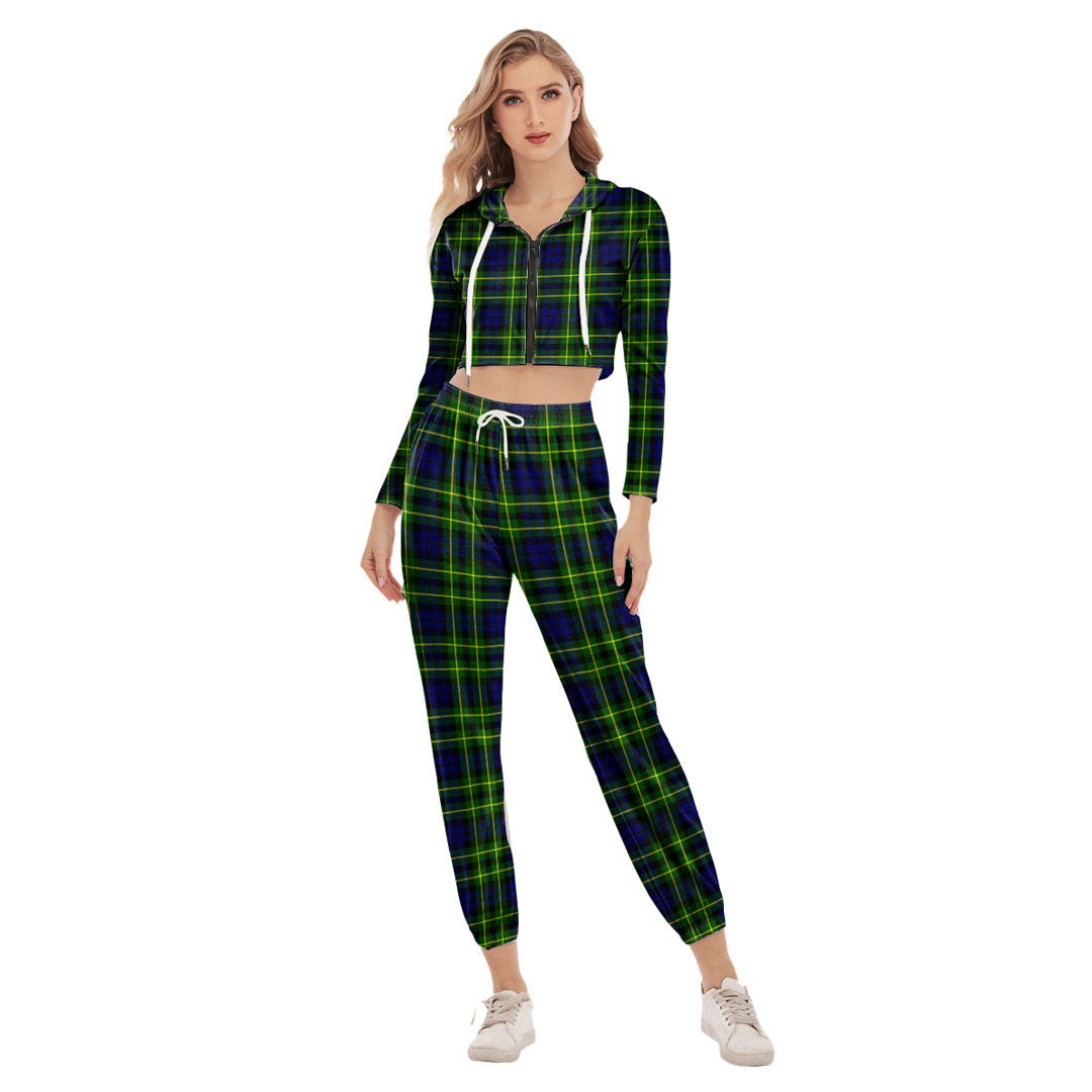 Campbell of Breadalbane Modern Tartan Plaid Crop Hoodie Sports Sets