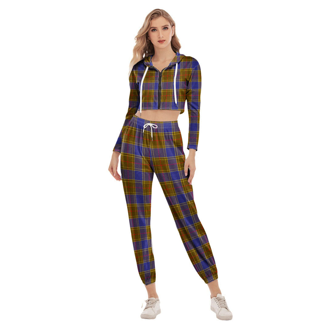 Balfour Modern Tartan Plaid Crop Hoodie Sports Sets