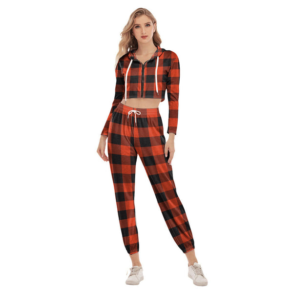 Rob Roy MacGregor Ancient Tartan Plaid Crop Hoodie Sports Sets