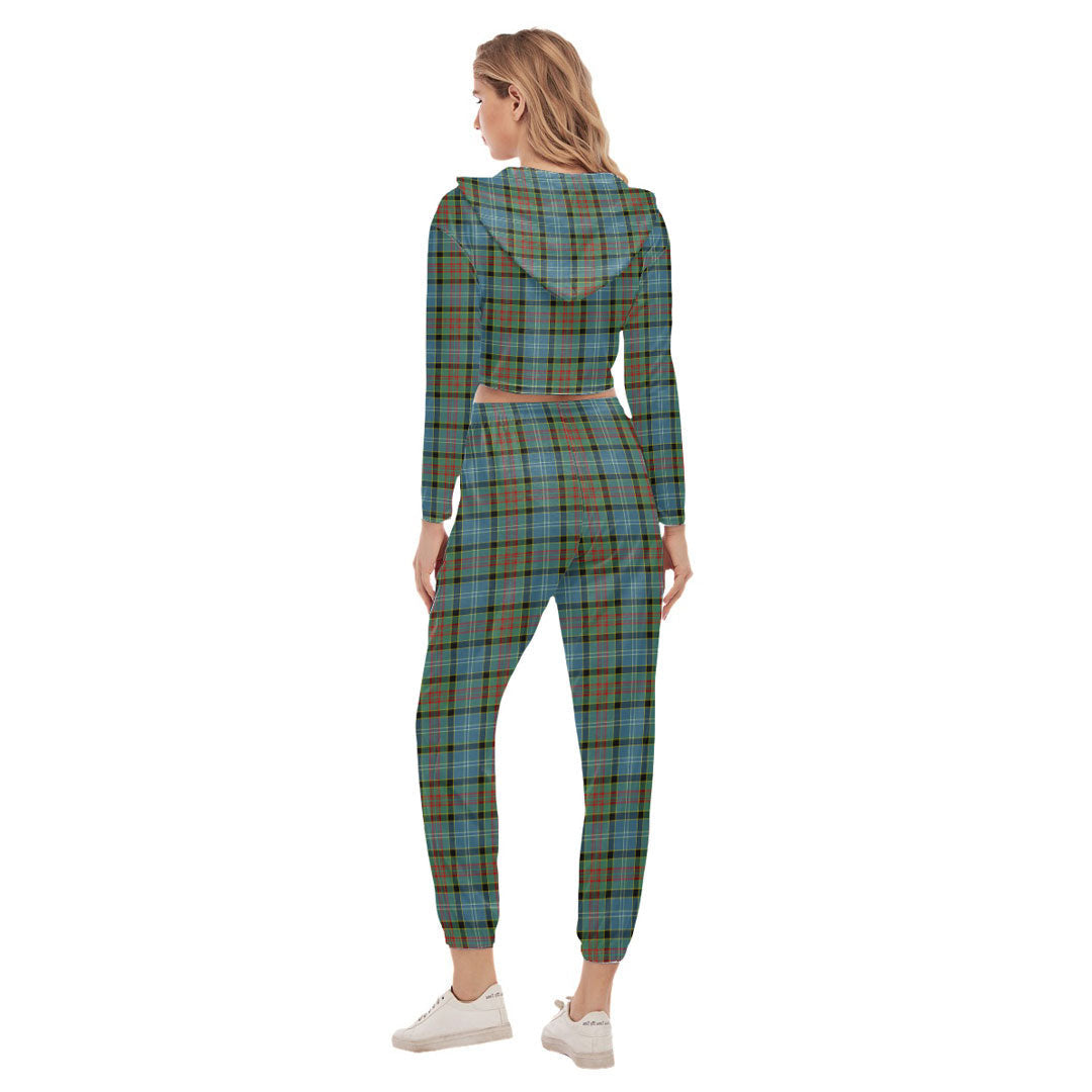 Paisley District Tartan Plaid Crop Hoodie Sports Sets