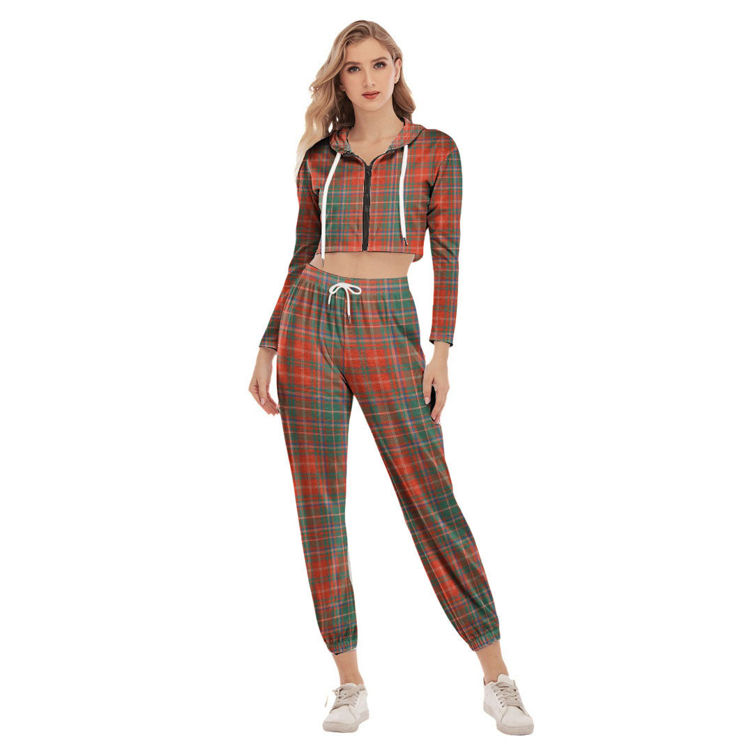 MacDougall Ancient Tartan Plaid Crop Hoodie Sports Sets