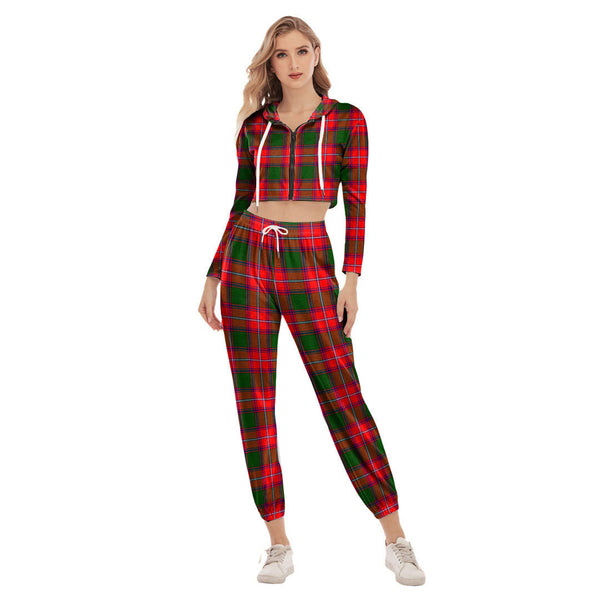 Rattray Modern Tartan Plaid Crop Hoodie Sports Sets