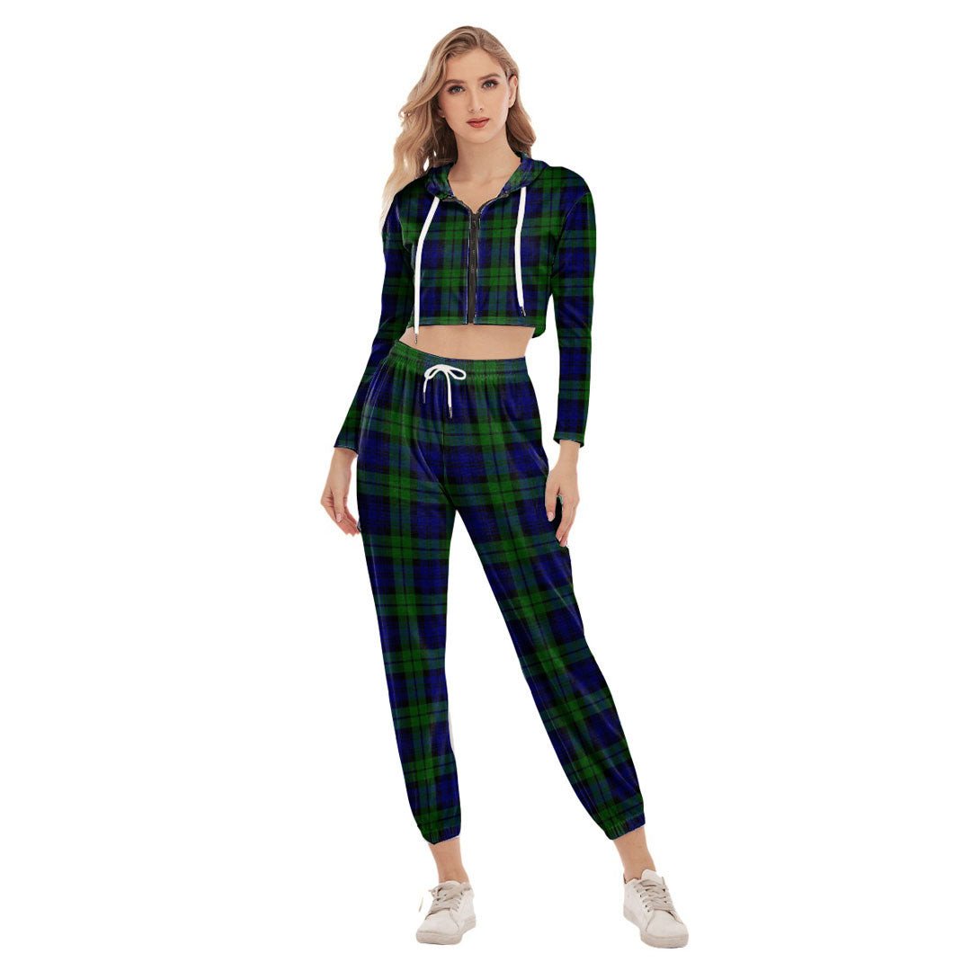 Campbell Modern Tartan Plaid Crop Hoodie Sports Sets