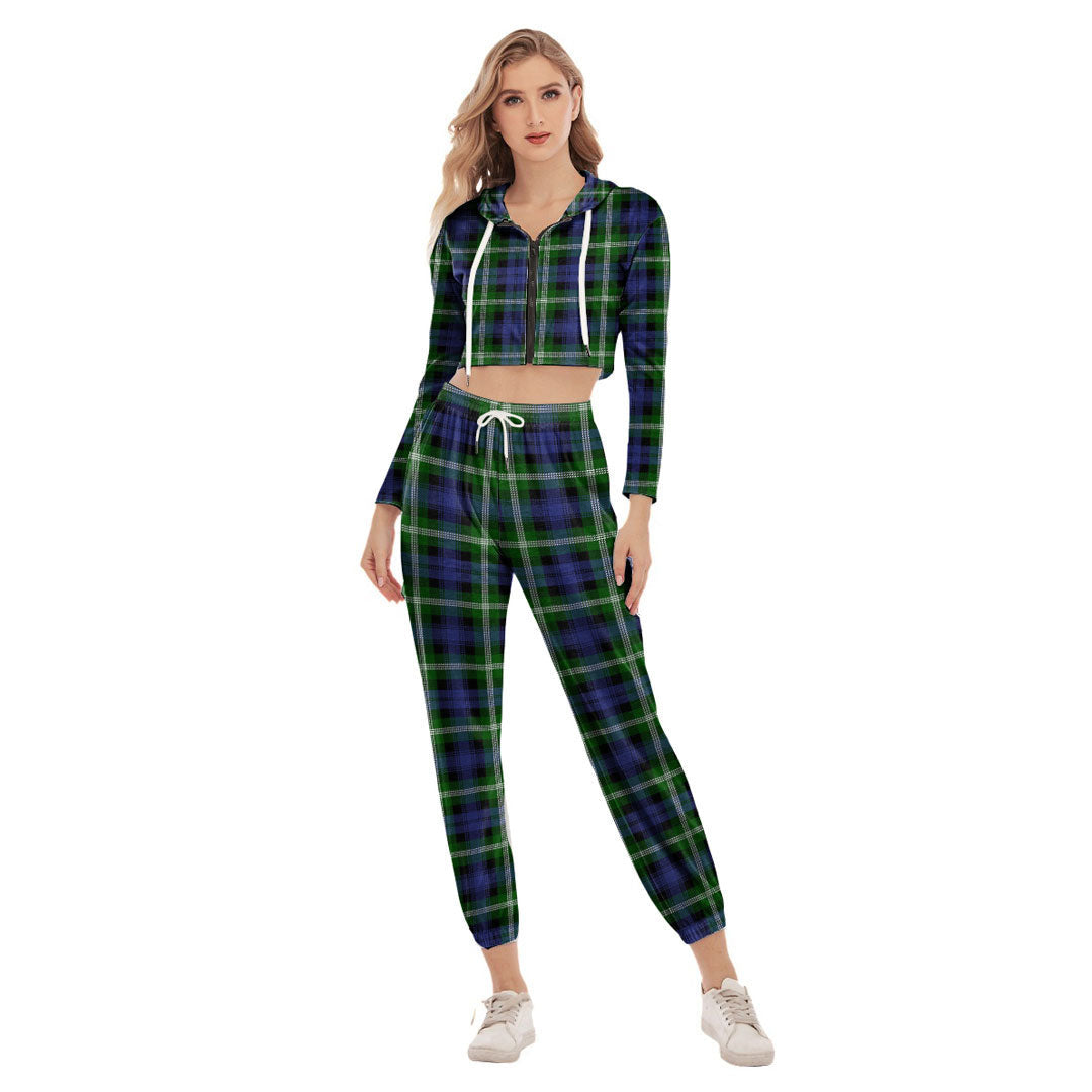 Baillie Modern Tartan Plaid Crop Hoodie Sports Sets