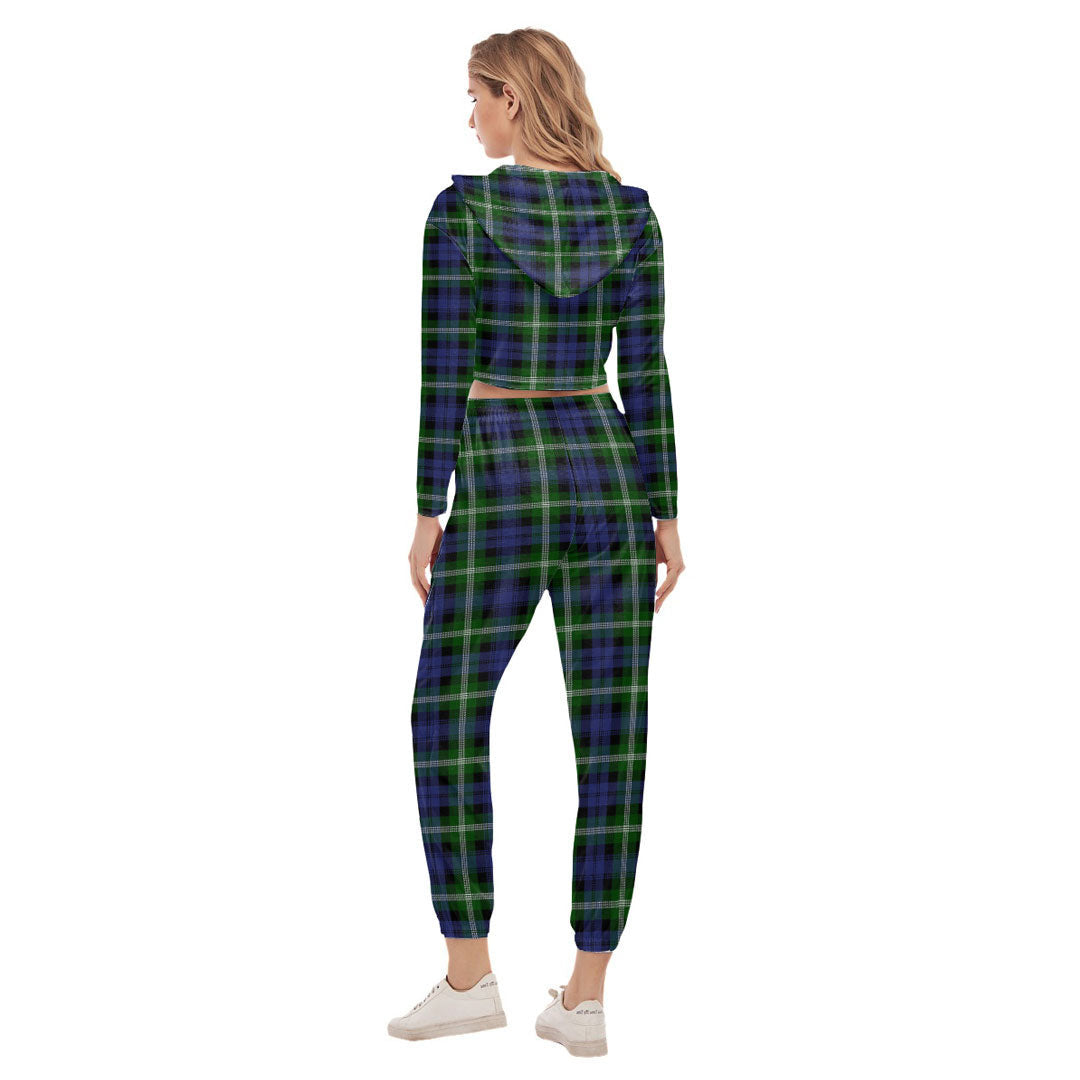 Baillie Modern Tartan Plaid Crop Hoodie Sports Sets