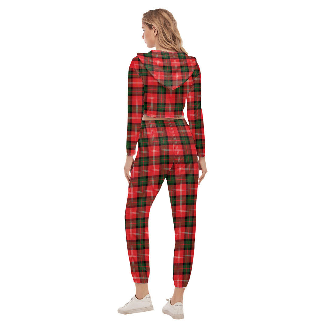 Nesbitt Modern Tartan Crest Crop Hoodie Sports Sets