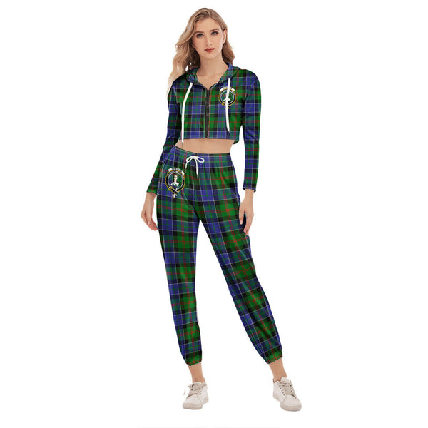 Paterson Tartan Crest Crop Hoodie Sports Sets