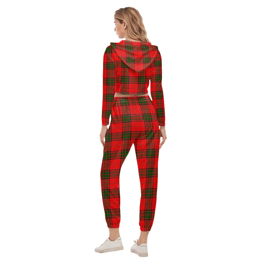 Adair Tartan Crest Crop Hoodie Sports Sets