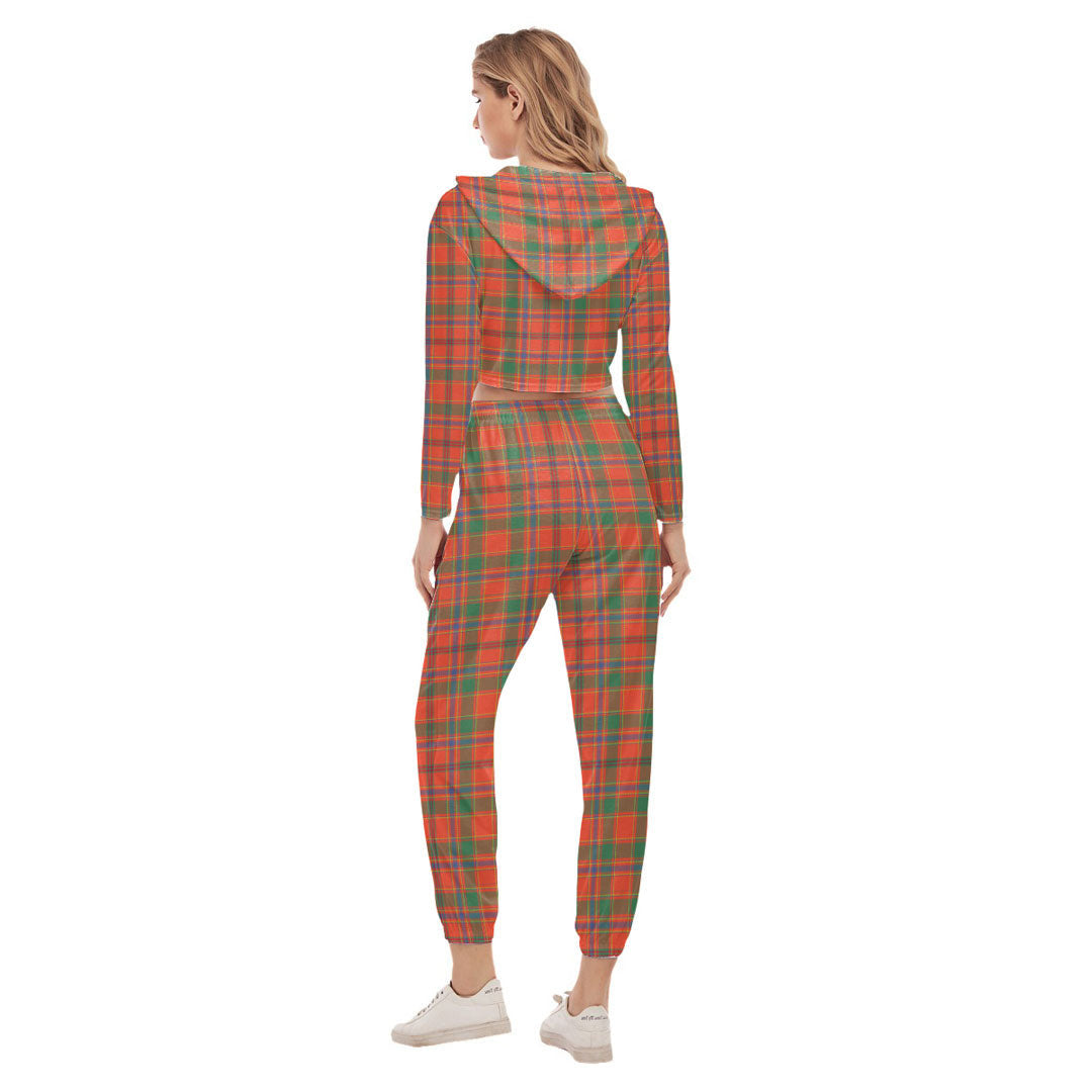 Munro Ancient Tartan Crest Crop Hoodie Sports Sets