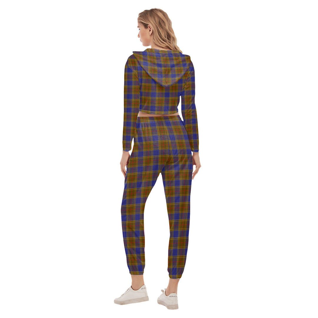 Balfour Modern Tartan Crest Crop Hoodie Sports Sets