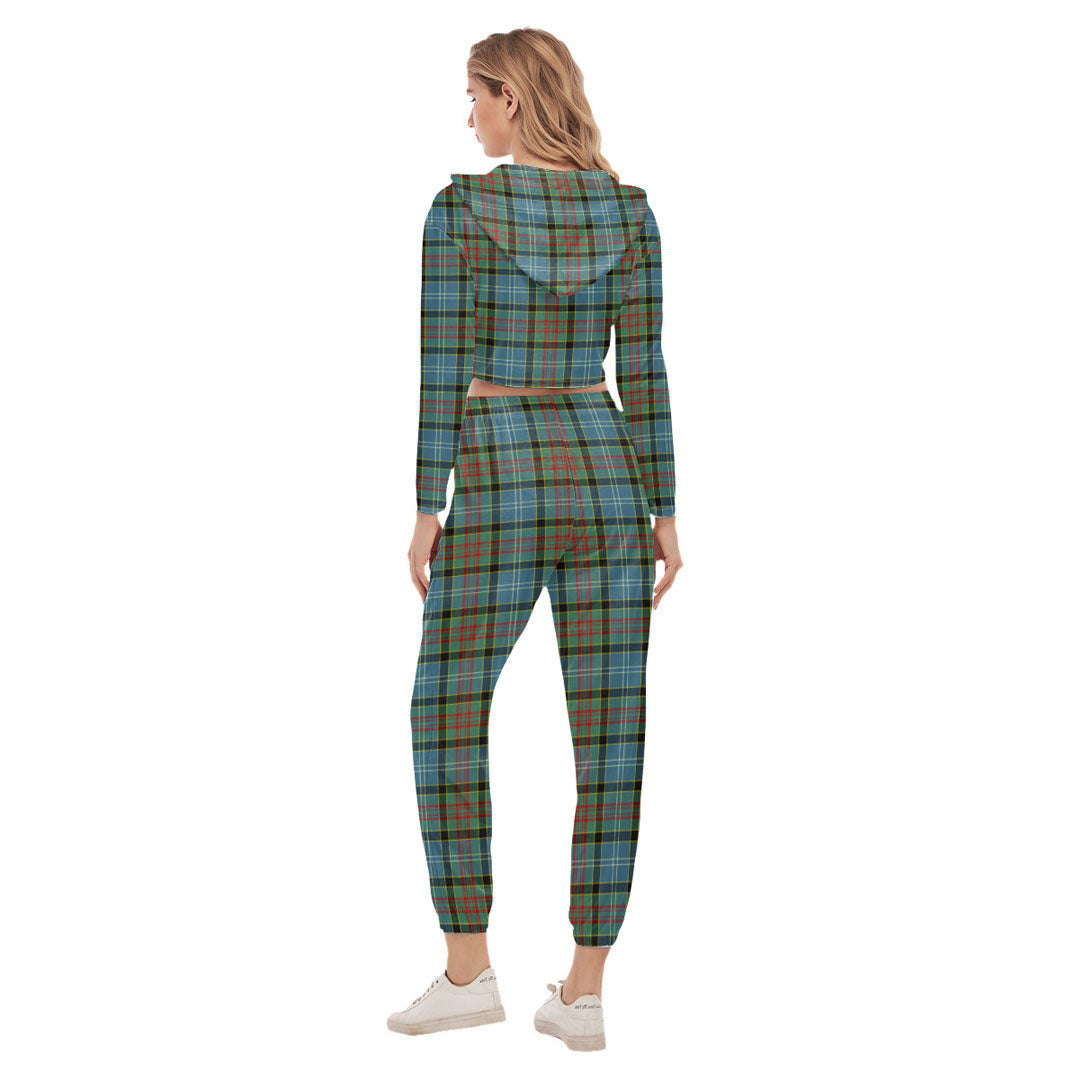 Paisley District Tartan Crest Crop Hoodie Sports Sets