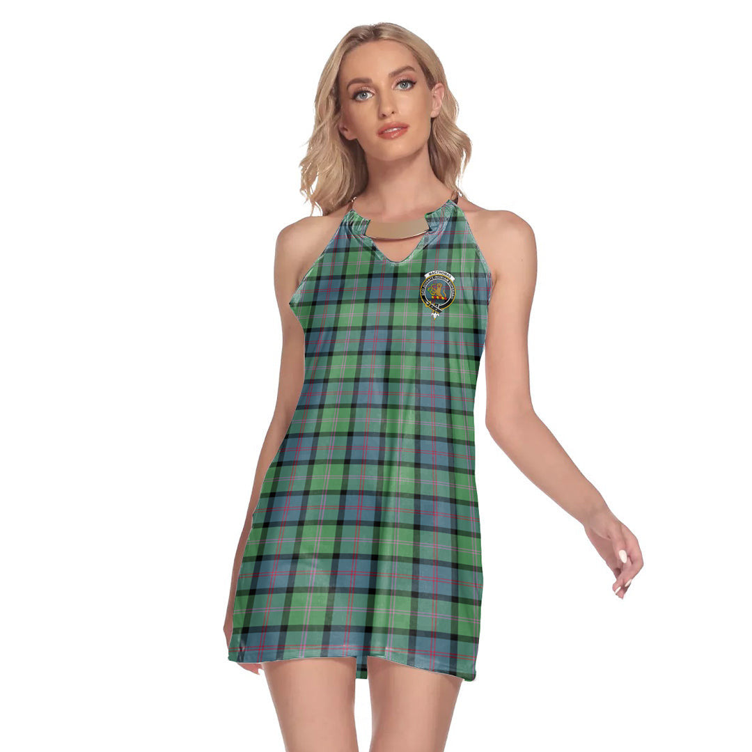 MacThomas Ancient Tartan Crest Round Neck Above Knee Dress