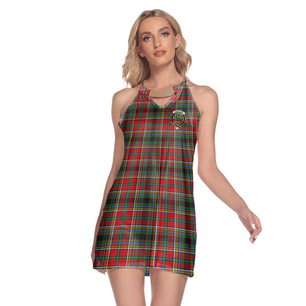 Anderson of Arbrake Tartan Crest Round Neck Above Knee Dress