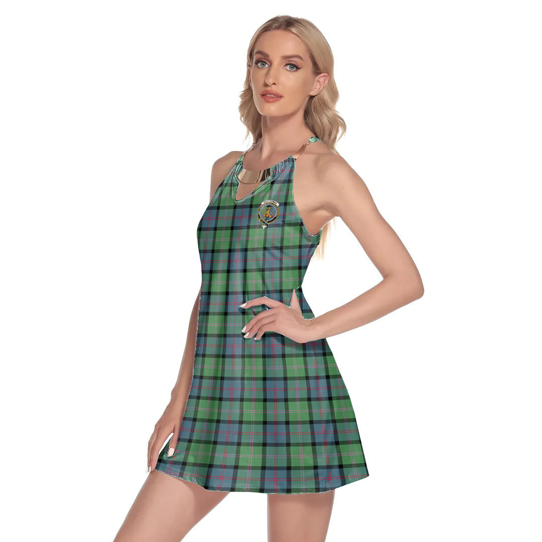 MacThomas Ancient Tartan Crest Round Neck Above Knee Dress