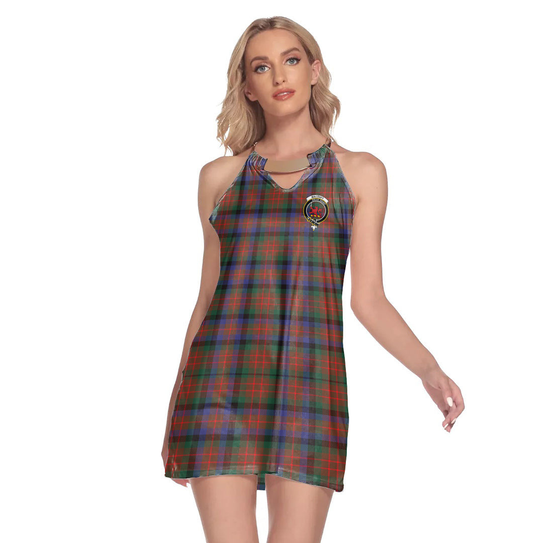 MacDuff Hunting Modern Tartan Crest Round Neck Above Knee Dress