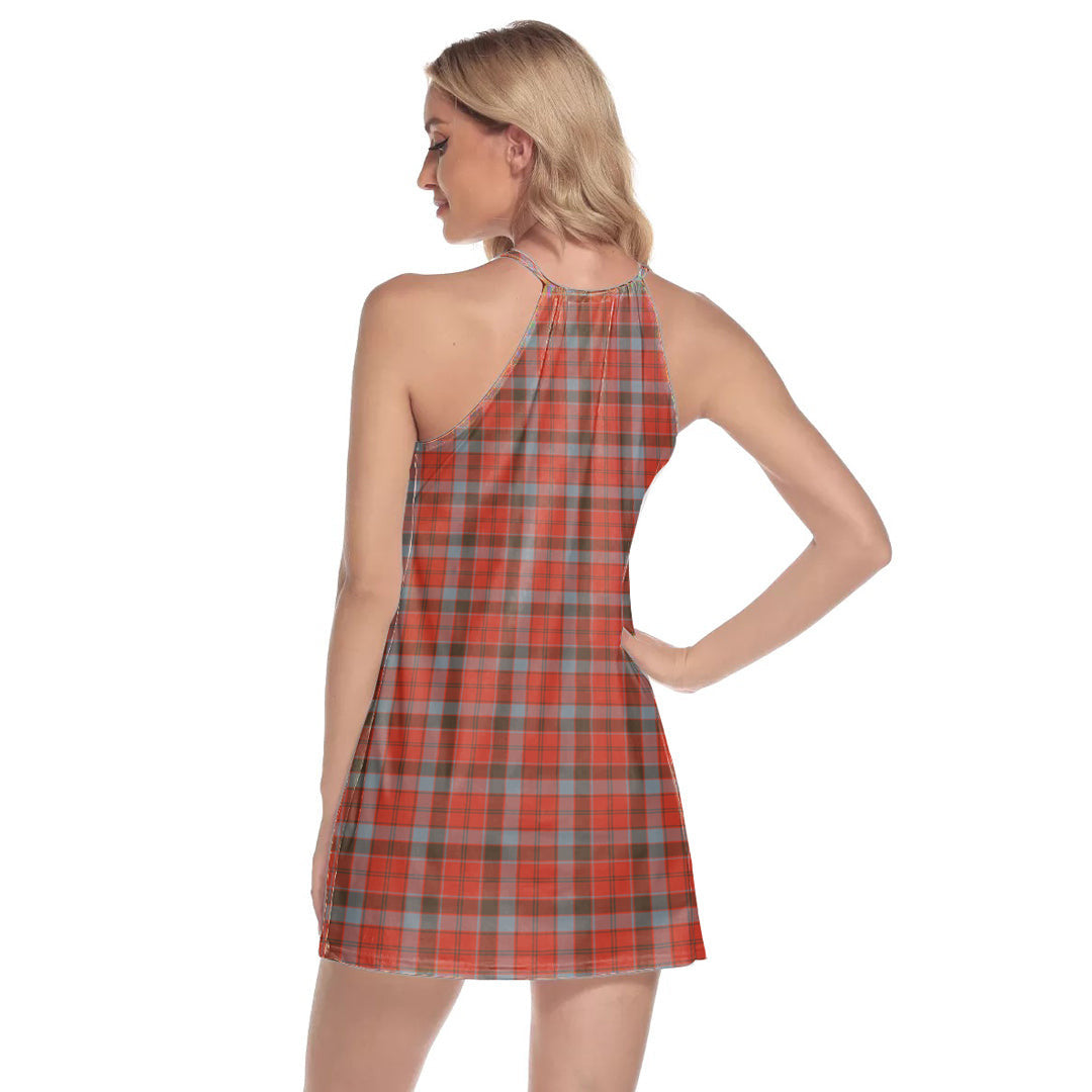 Robertson Weathered Tartan Crest Round Neck Above Knee Dress