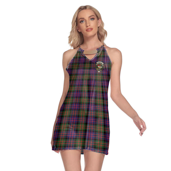 MacDonald Modern Tartan Crest Round Neck Above Knee Dress