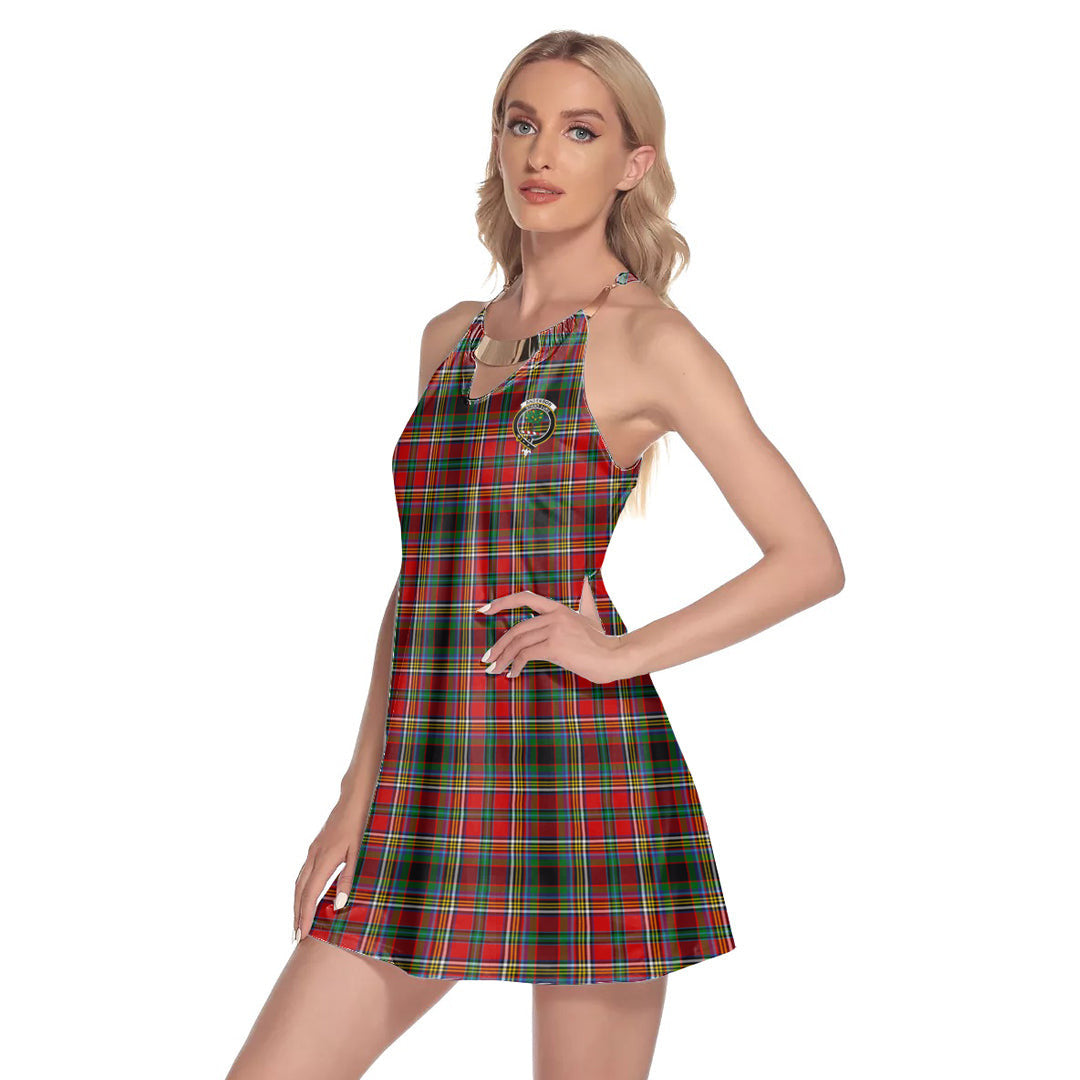 Anderson of Arbrake Tartan Crest Round Neck Above Knee Dress