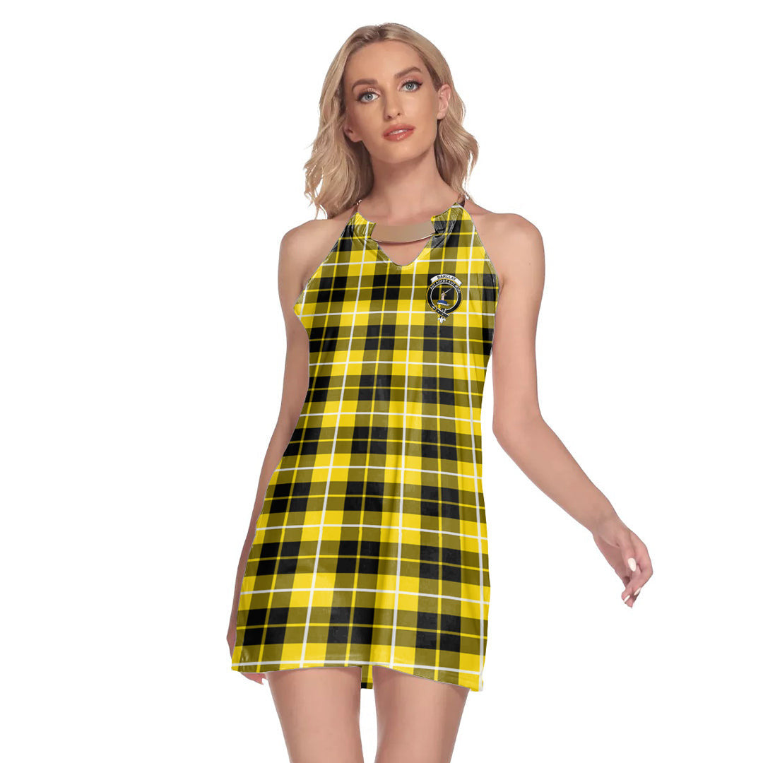 Barclay Dress Modern Tartan Crest Round Neck Above Knee Dress