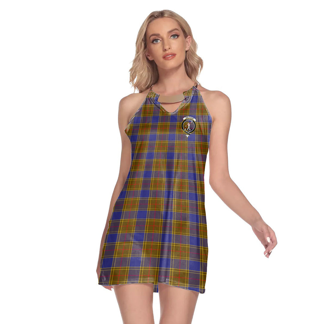 Balfour Modern Tartan Crest Round Neck Above Knee Dress