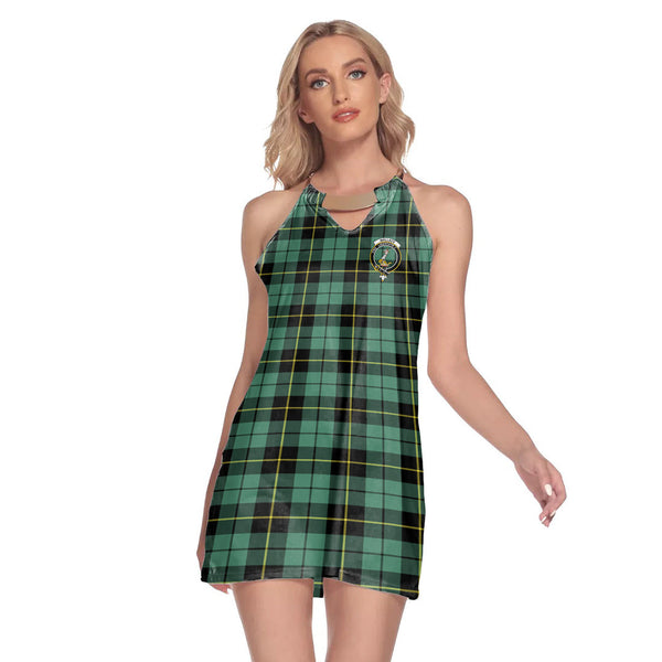 Wallace Hunting Ancient Tartan Crest Round Neck Above Knee Dress