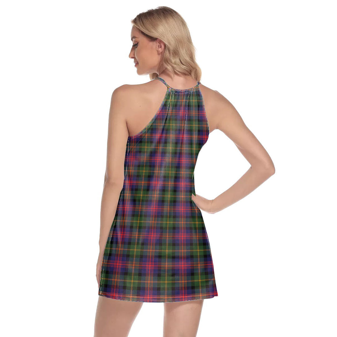 Logan Modern Tartan Crest Round Neck Above Knee Dress