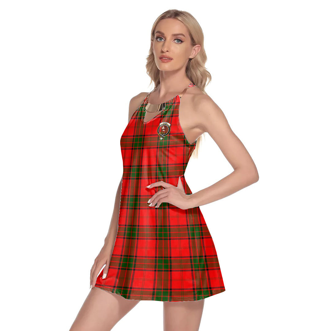 Adair Tartan Crest Round Neck Above Knee Dress