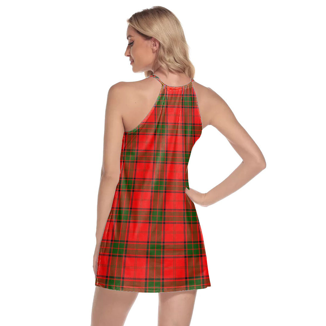 Adair Tartan Crest Round Neck Above Knee Dress