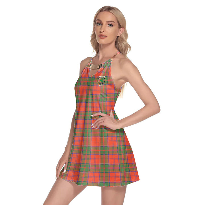 Grant Ancient Tartan Crest Round Neck Above Knee Dress