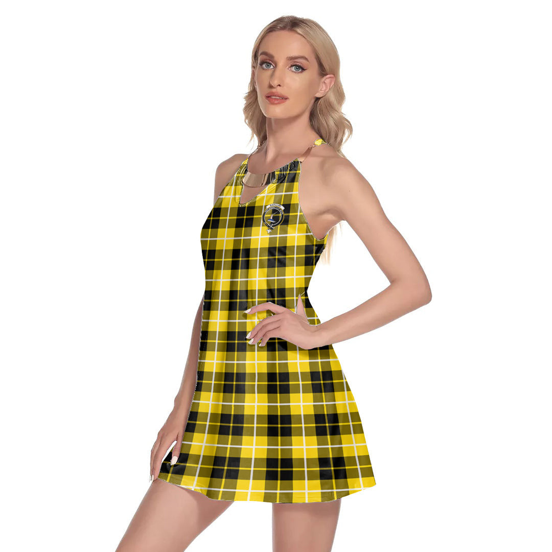 Barclay Dress Modern Tartan Crest Round Neck Above Knee Dress