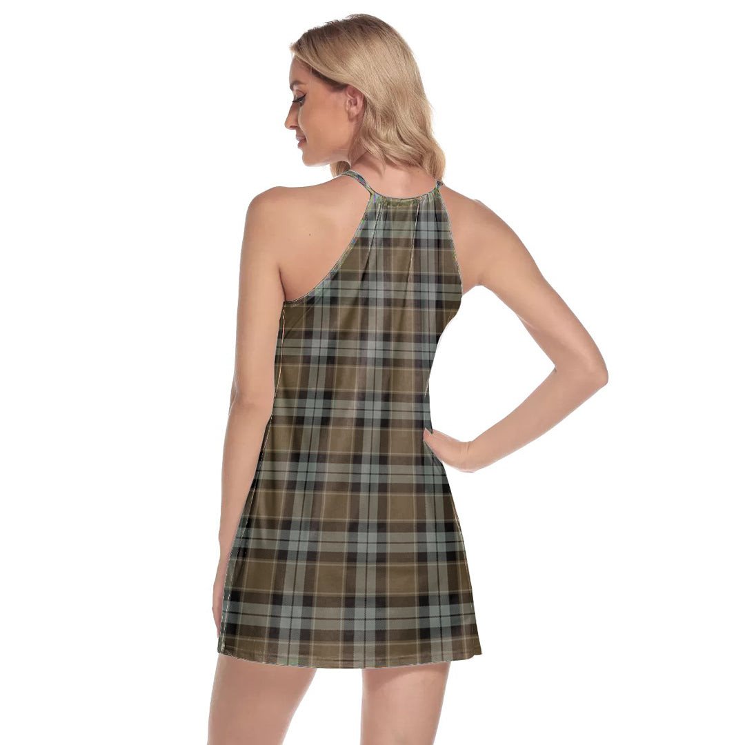 Graham of Menteith Weathered Tartan Crest Round Neck Above Knee Dress