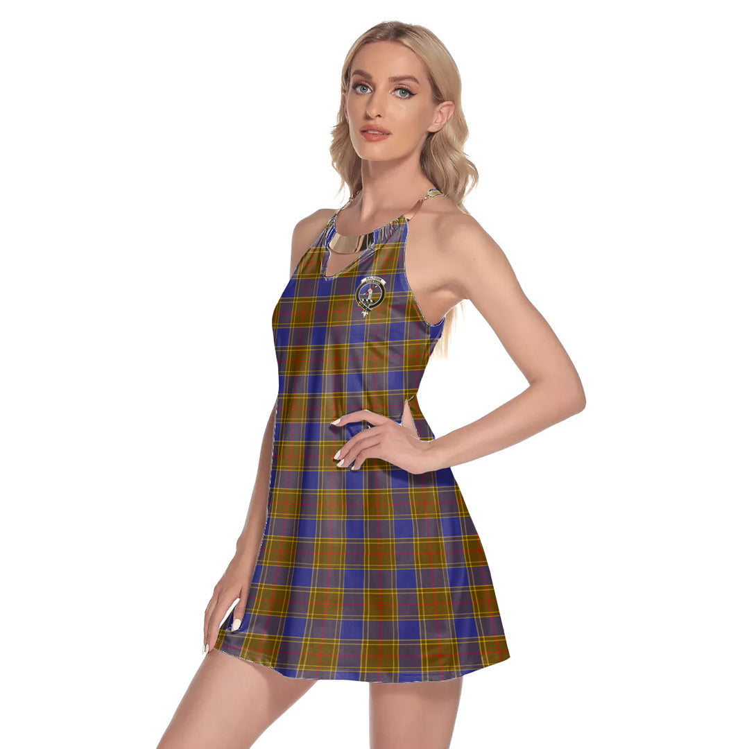 Balfour Modern Tartan Crest Round Neck Above Knee Dress