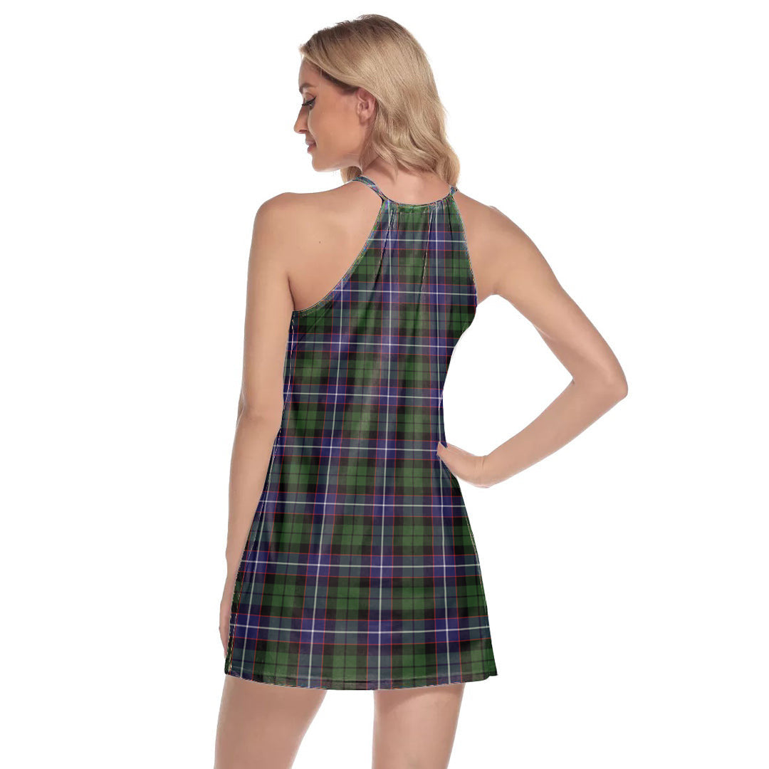 Galbraith Modern Tartan Crest Round Neck Above Knee Dress