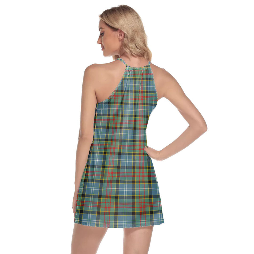 Paisley District Tartan Crest Round Neck Above Knee Dress