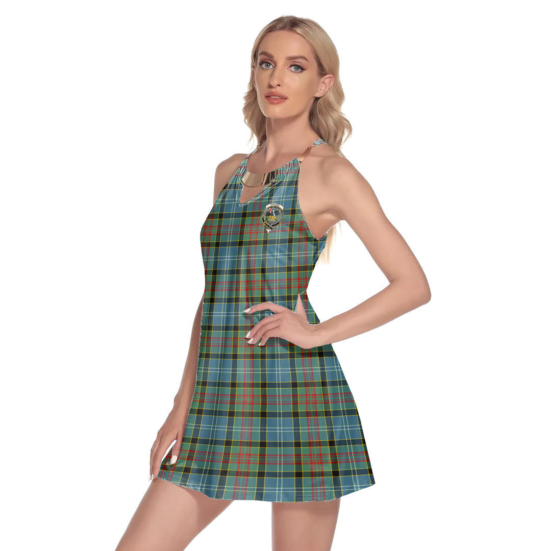 Paisley District Tartan Crest Round Neck Above Knee Dress