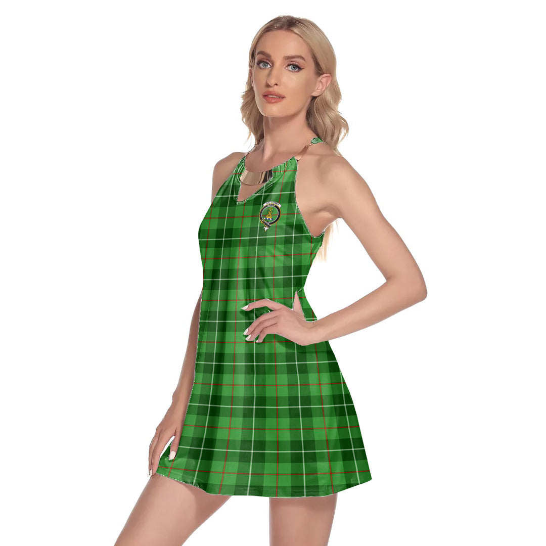 Galloway District Tartan Crest Round Neck Above Knee Dress