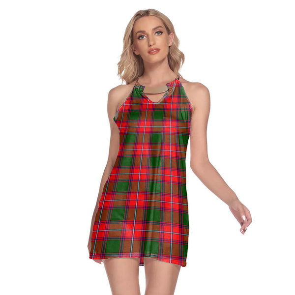 Rattray Modern Tartan Plaid Round Neck Above Knee Dress