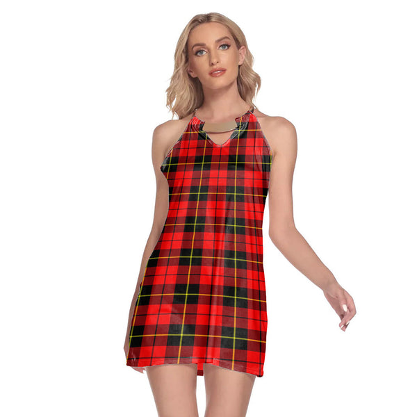 Wallace Hunting Red Tartan Plaid Round Neck Above Knee Dress