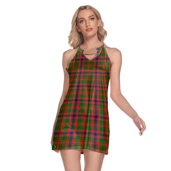 Nithsdale District Tartan Plaid Round Neck Above Knee Dress