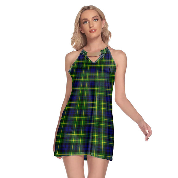 Campbell of Breadalbane Modern Tartan Plaid Round Neck Above Knee Dress