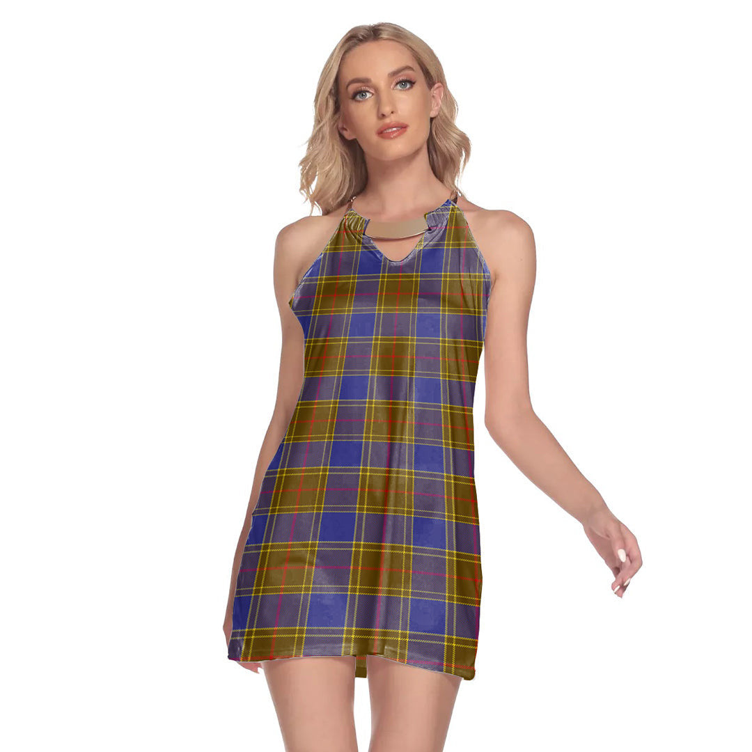 Balfour Modern Tartan Plaid Round Neck Above Knee Dress