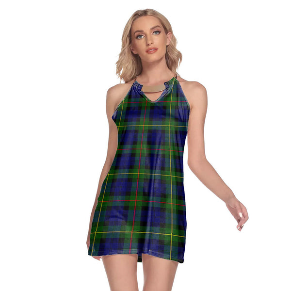 MacEwen Modern Tartan Plaid Round Neck Above Knee Dress