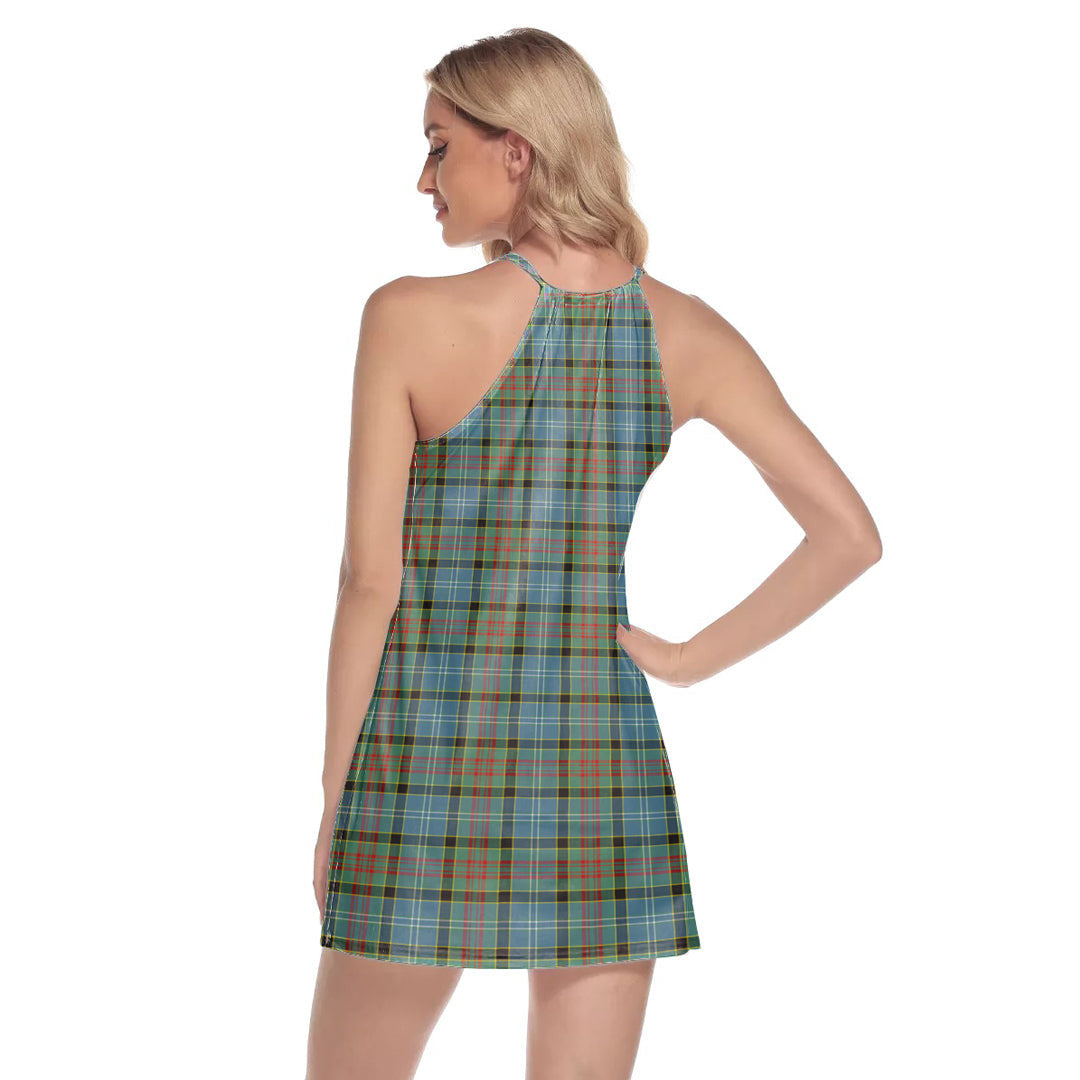 Paisley District Tartan Plaid Round Neck Above Knee Dress