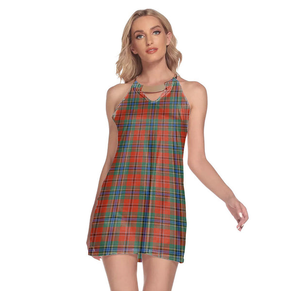 MacLean of Duart Ancient Tartan Plaid Round Neck Above Knee Dress