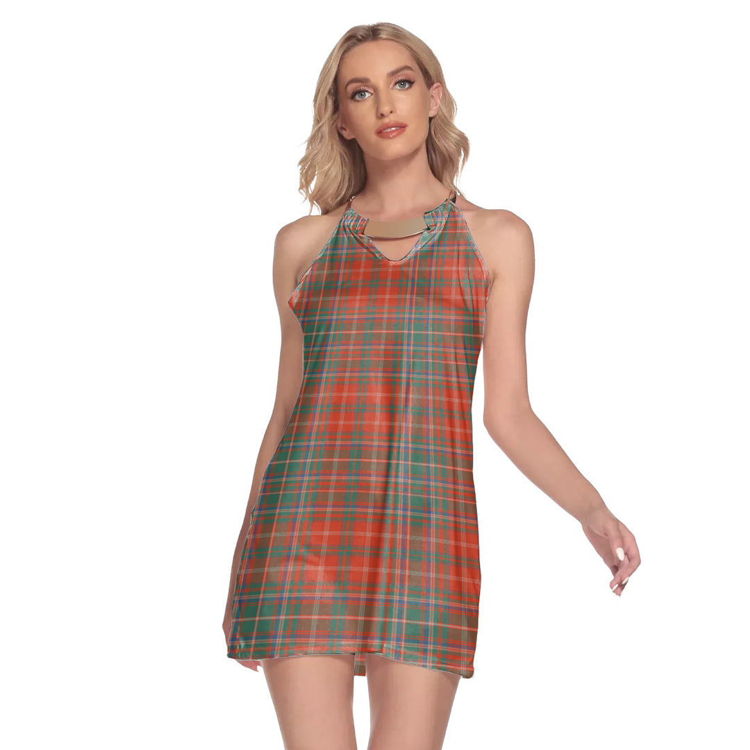 MacDougall Ancient Tartan Plaid Round Neck Above Knee Dress